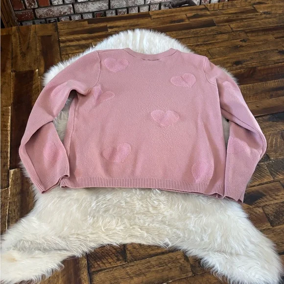 Nicole Miller Pink Heart Crew Neck Sweater - Picture 5 of 5